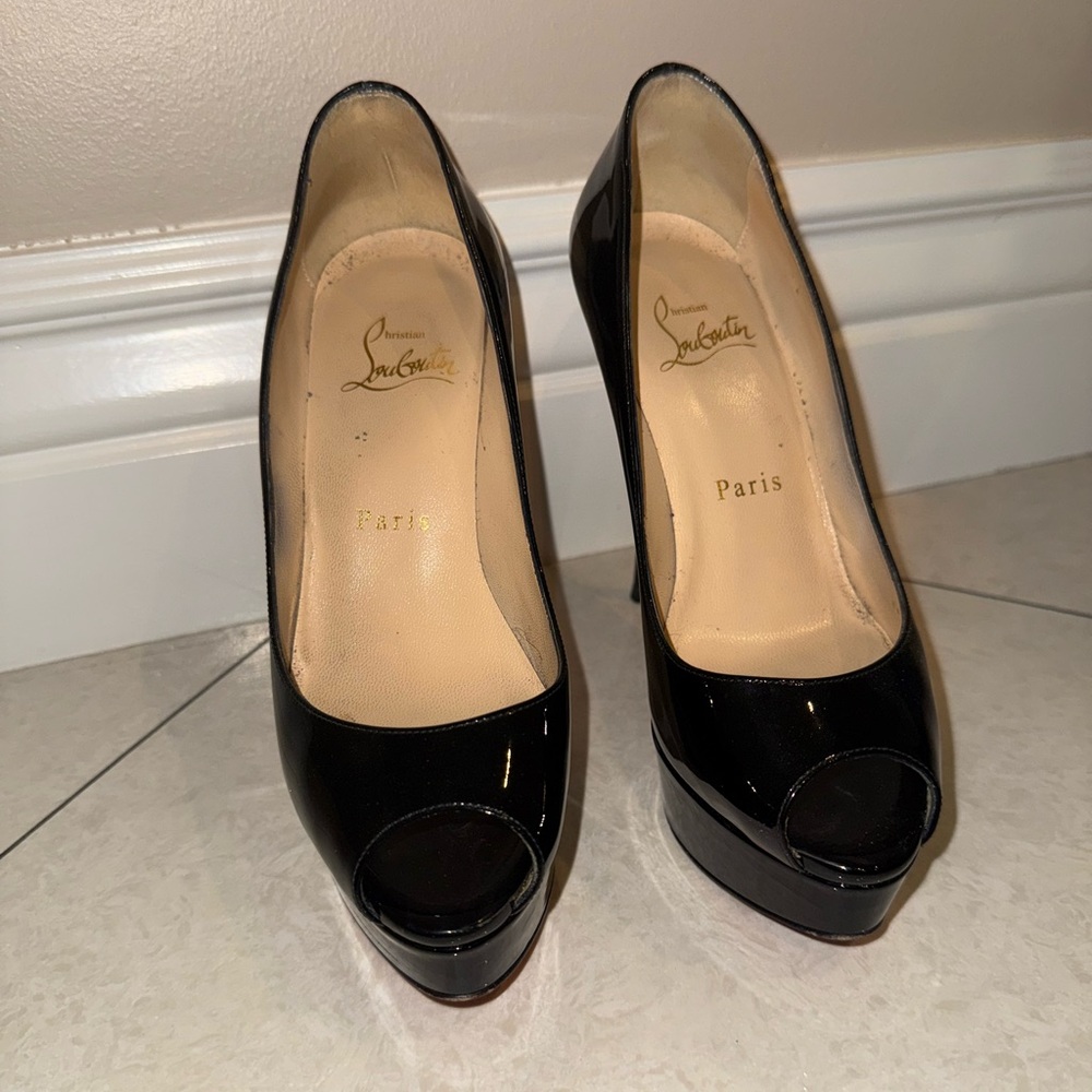 Christian Louboutin Glossy Black Platform Heels